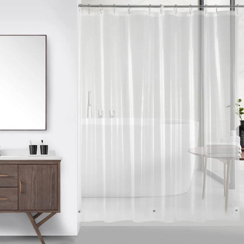(Transparent) Peva Shower Curtain Waterproof Plastic Clear Bath Curtains Bathroom Curtains Home Decoration With Hooks