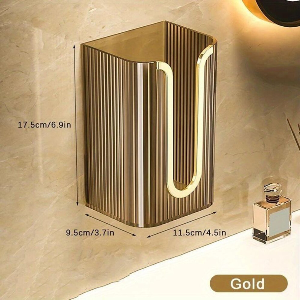 (golden) 1pc Luxury Tissue Box Wall-mounted Acrylic Transparent Tissue Box Table Napkin Holder Bathroom Paper Box Tissue Paper Dispenser