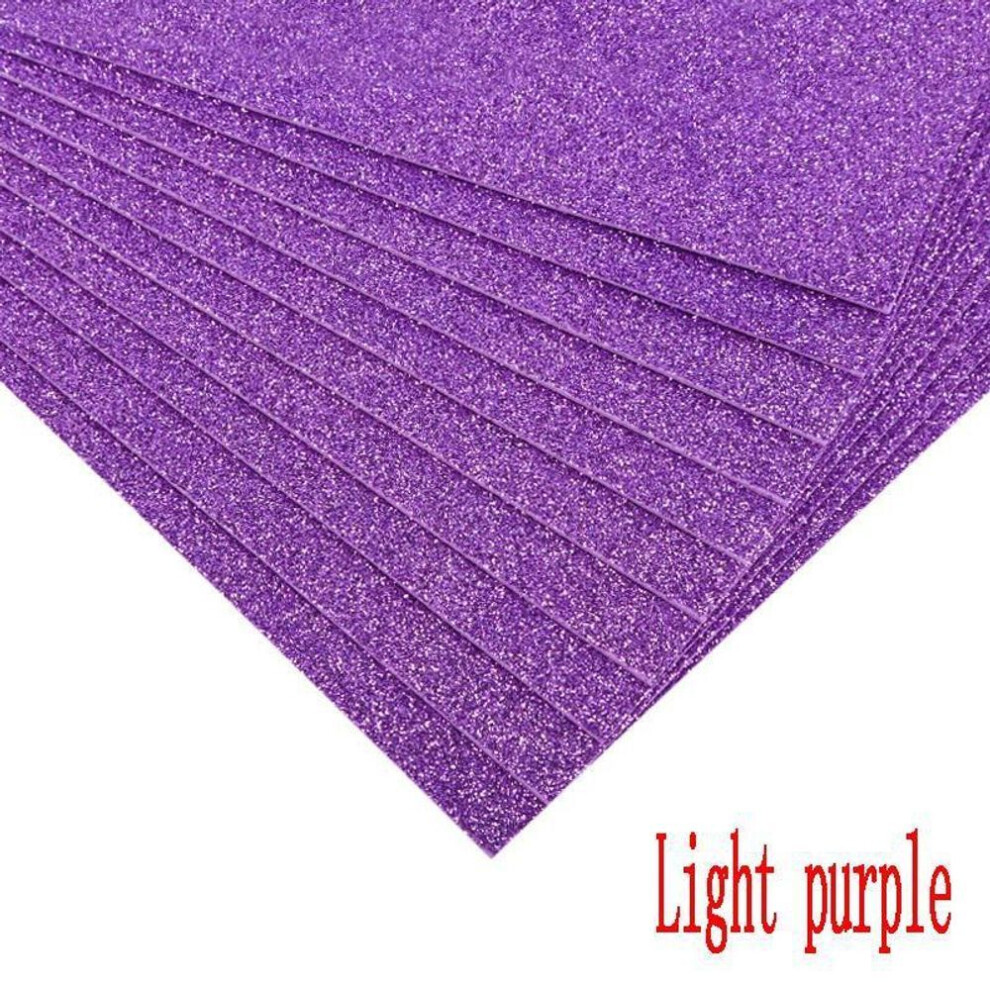 (light purple) 10pcs/bag 2mm Thick A4 With Powder Sheet Material Glitter Bright Sponge Paper Foam Paper Kindergarten Diy Handmade
