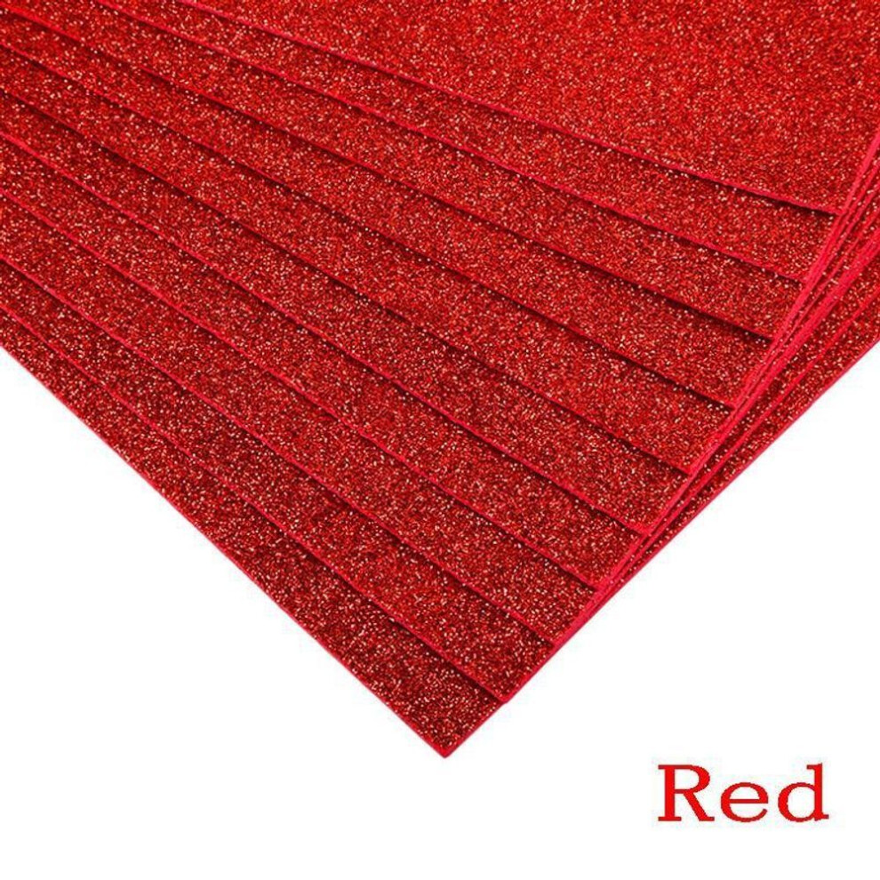 (red) 10Pcs/bag 2MM Thick A4 with Powder Sheet Material Glitter Bright Sponge Paper Foam Paper Kindergarten DIY Handmade