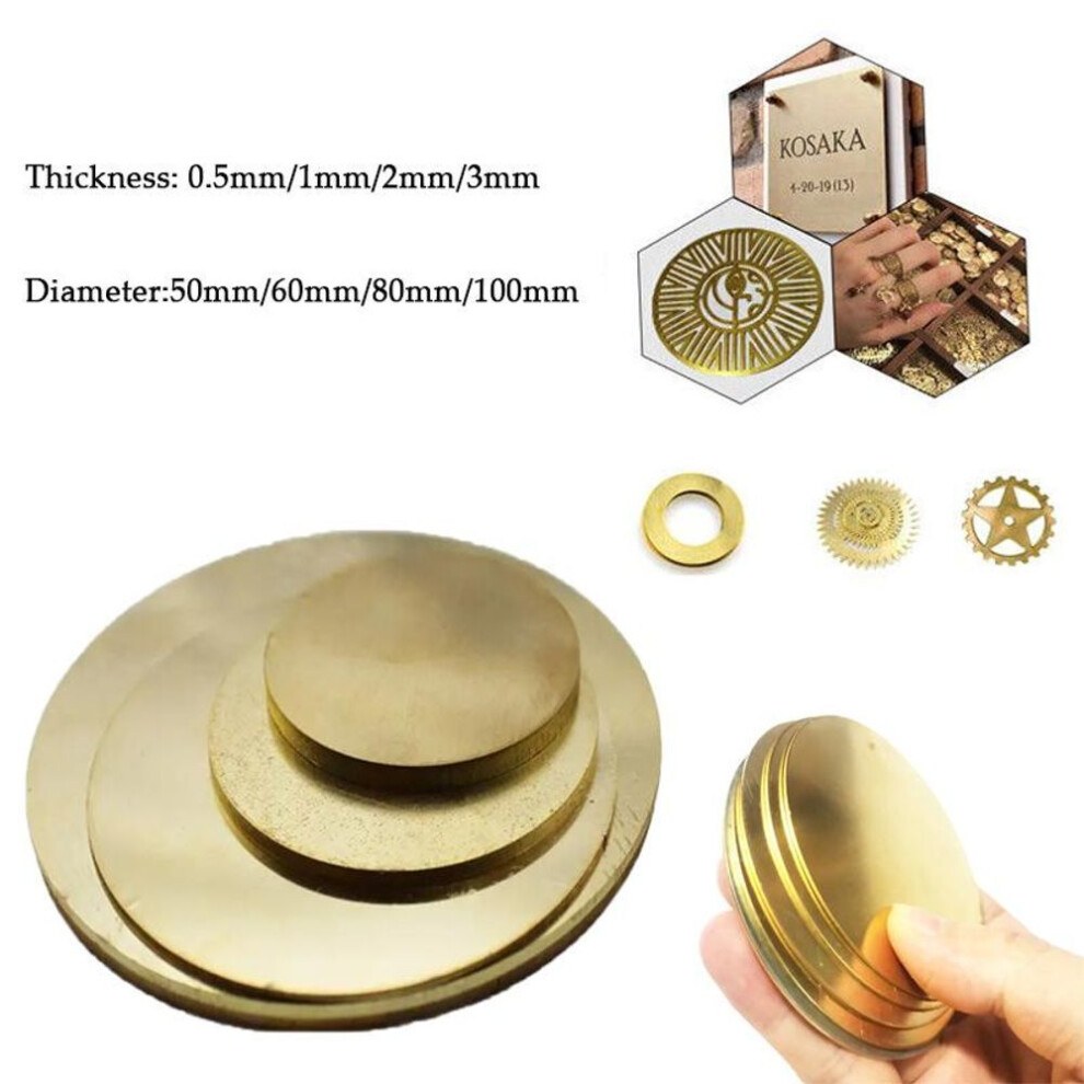 (0.5x80mm) H62 Brass Plate Disc Dia 50/60/80/100mm Thickness 0.5/1/2/3mm Brass Gasket Round Plate Board Metal Diy