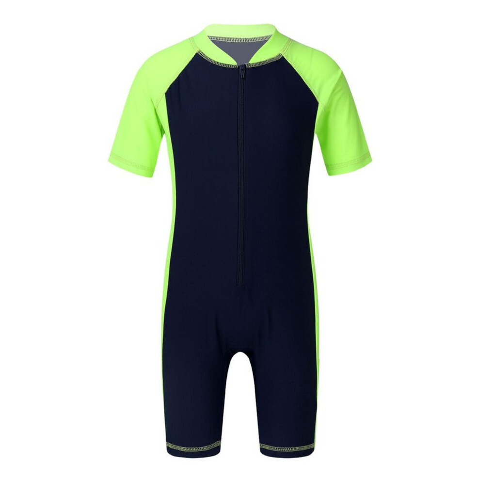 (green, 3-4 Years) Kids Boys Girls One Piece Upf 50+ Rash Guard Zip Shorty Wetsuit Training Swimsuit Bathing Suit