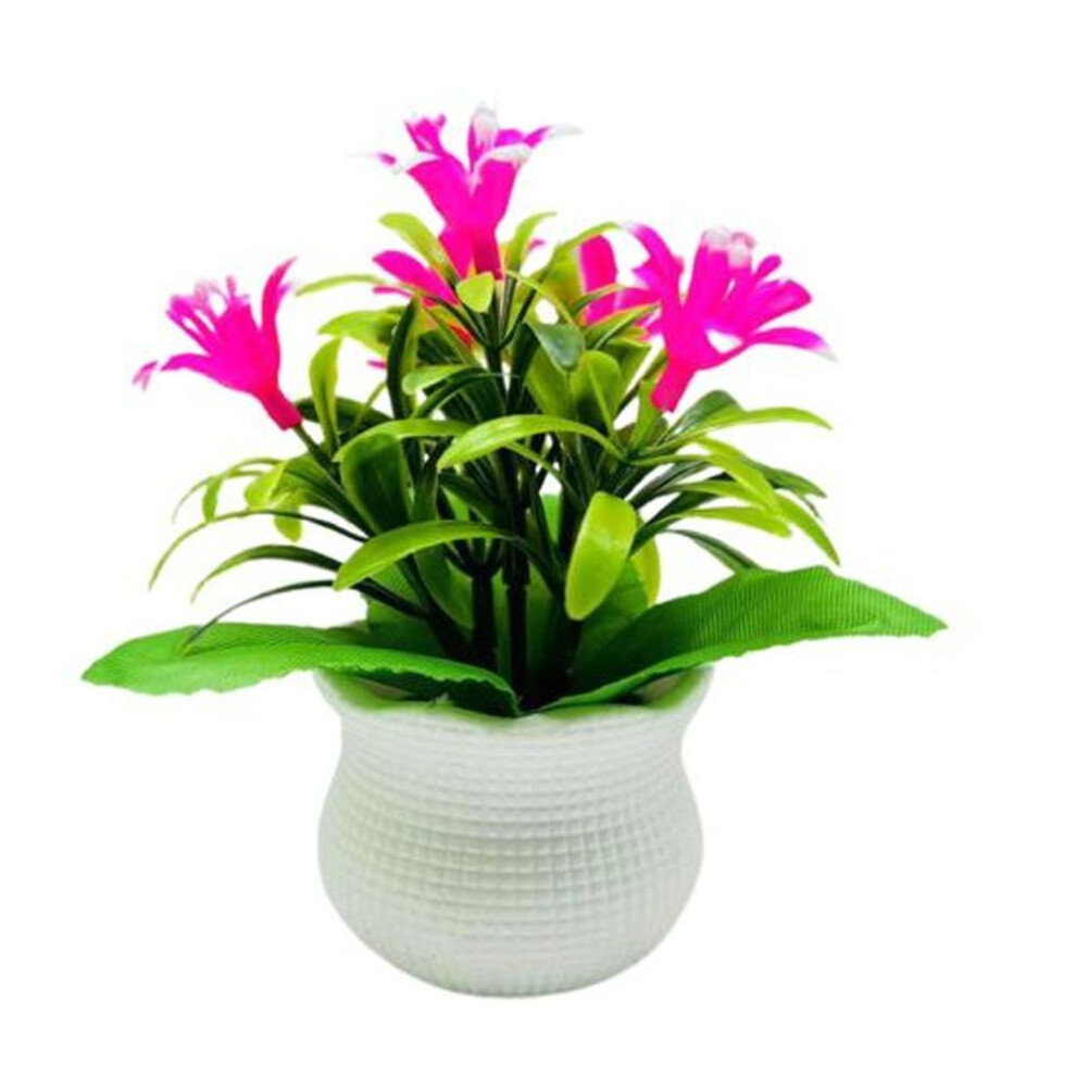 (pink) Artificial Potted Plants 5 Orchid Head Centerpiece Home Office Table Flower Wedding Faux Floral