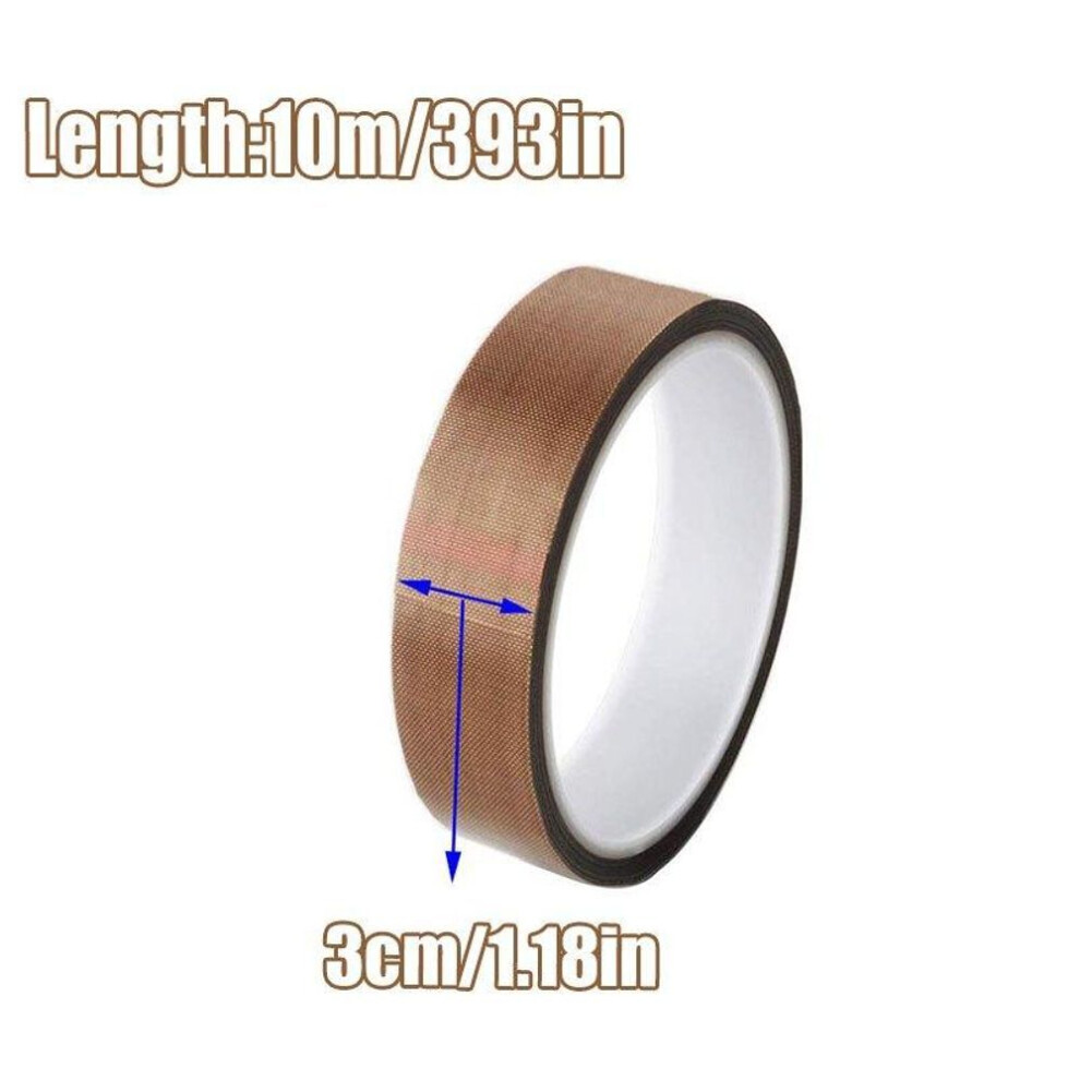 (10m*3cm) 10m/roll High Temperature Resistance Tape Ptfe Cloth Heat Insulation Adhesive Sealing Machine Self-adhesive Waterproof Tapes Roll