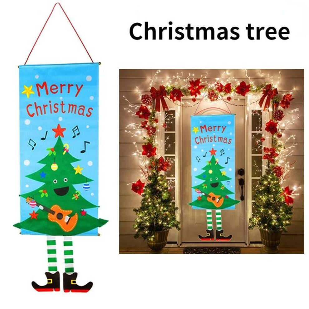 (Christmas tree) 1set Merry Christmas Porch Door Banner Hanging Ornament Christmas Decoration For Home Xmas Natal Noel Happy New Year