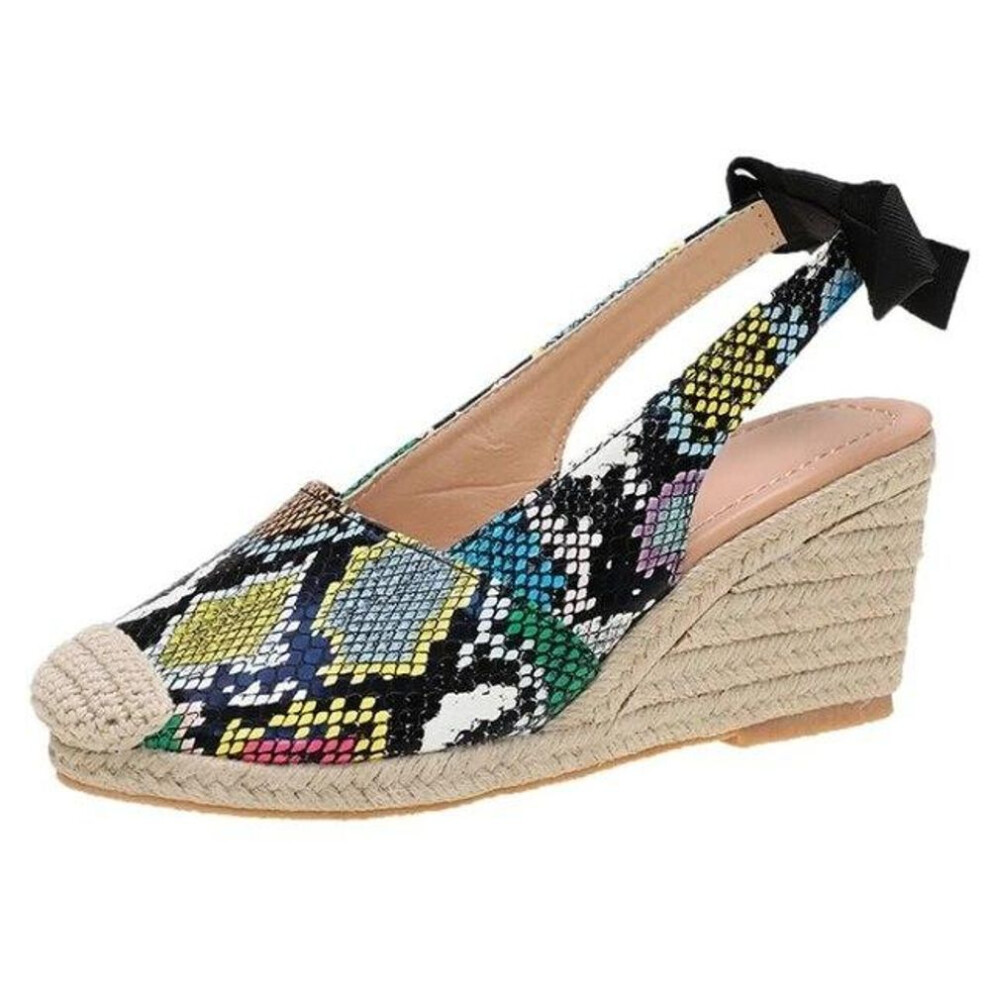 (blue, 38) Wedges Sandals For Women Closed Toe Bandage Espadrille Stylish Shoes  Platform Sandals  Zapatos De Mujer