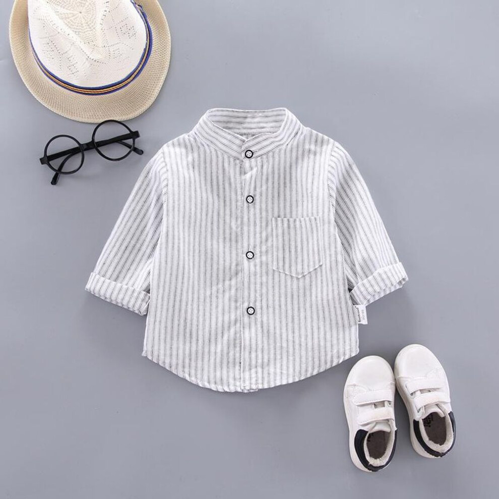 (white, 90) Spring Thin Shirts Baby Boys Long Sleeve Striped Print Shirts Kids Tops Tees Shirts Casual Blouse