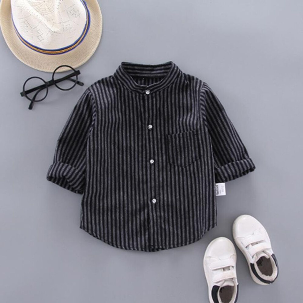 (black, 120) Spring Thin Shirts Baby Boys Long Sleeve Striped Print Shirts Kids Tops Tees Shirts Casual Blouse