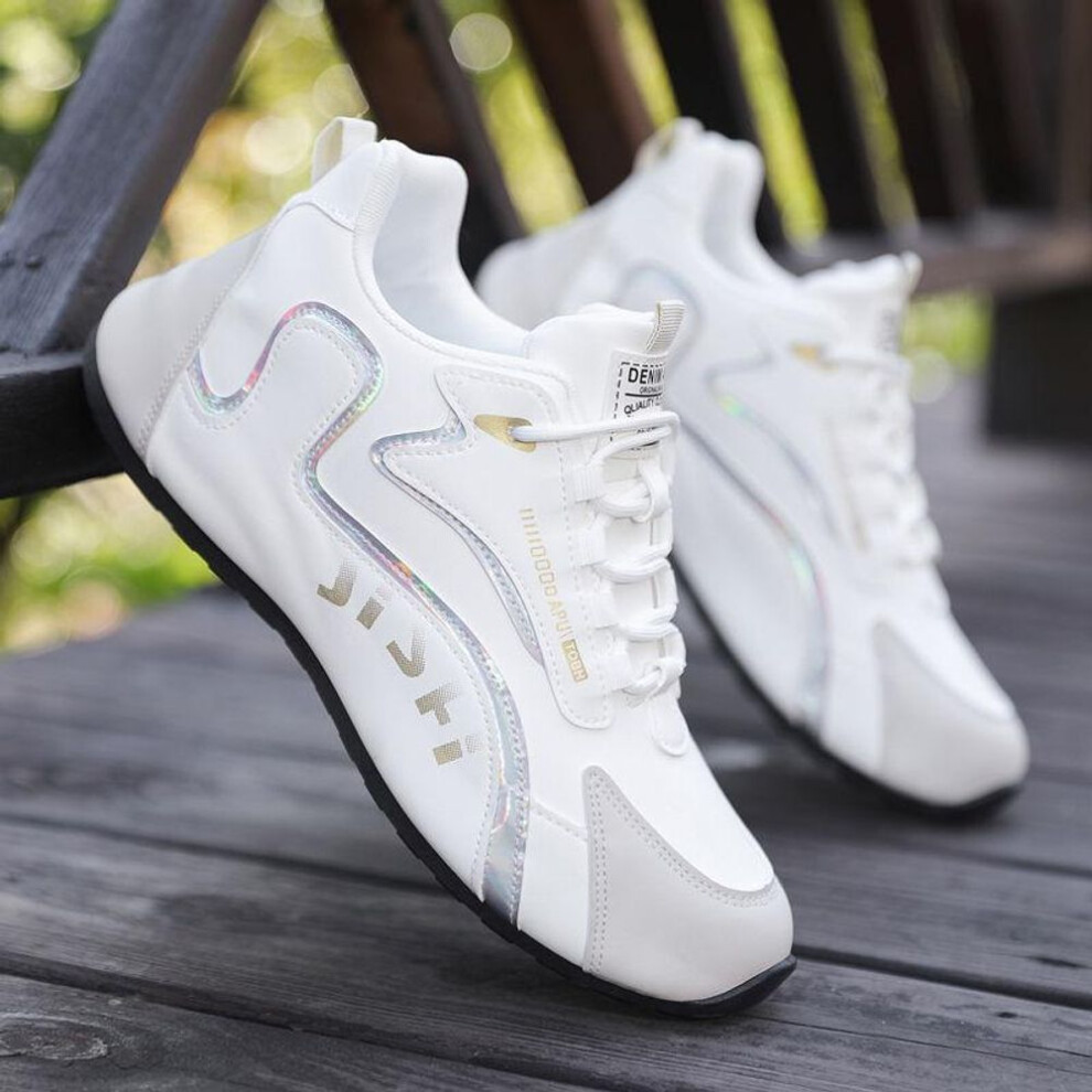 (white, 44) Men&apos;s PU Leather Waterproof Sneakers Male Spring Lightweight Breathable Flat Non-slip Casual Sneakers