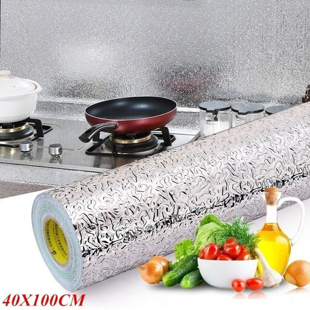 Kitchen Oil-proof Aluminum Foil Sticker Wall Desk Floor Waterproof DIY Home Decor