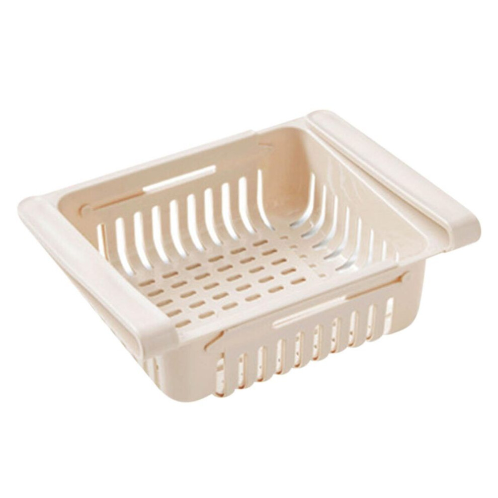 (khaki) Pull-out Refrigerator Storage Box Holder Food Organizer Drawer Shelf Proper