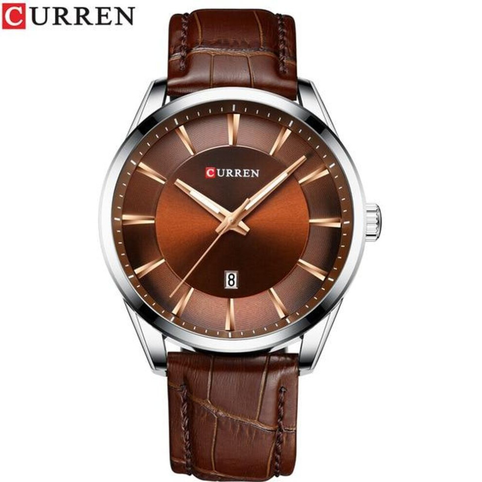 (coffee) Curren Quartz Watches For Men Leather Strap Male Wristwatches Top Luxury Brand Business Men&apos;s Clock  45 Mm Reloj Hombres 8365