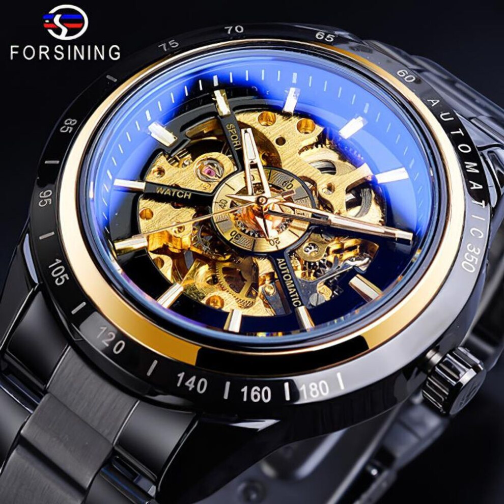 (gold) Forsining Men Skeleton Automatic Mechanical Watch Skeleton Vintage Man Watch Top Brand Luxury Waistwatch
