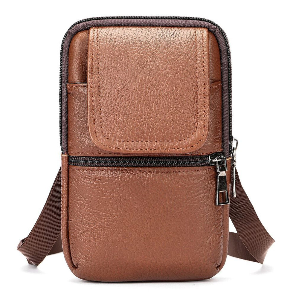 (brown) Mva Men Shoulder Messenger Crossbody Bag To Belt Man Fanny Casual Men&apos;s Waist Bags Leather Small Phone Pouch Case 7488