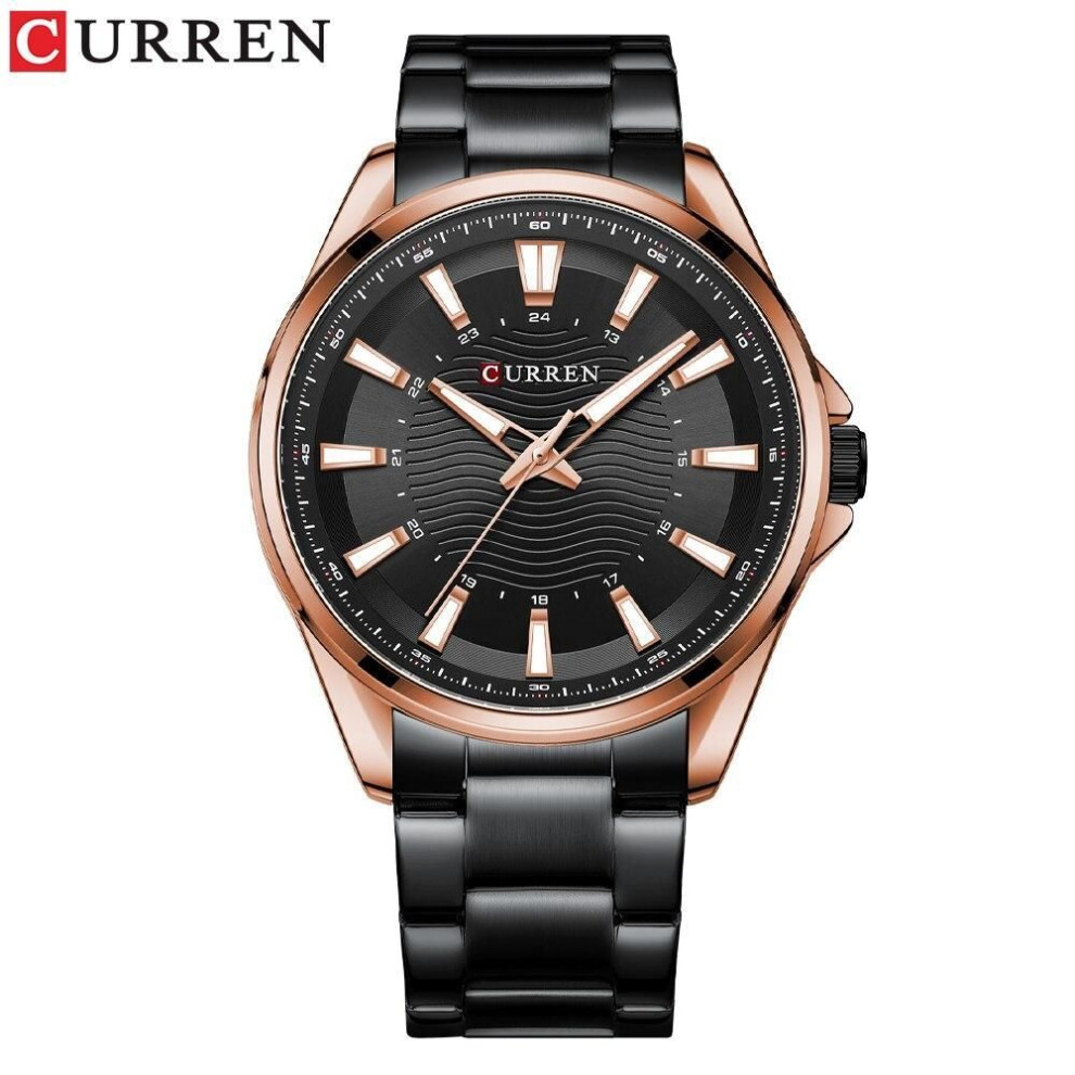 (black) Curren Classic Simple Stainless Steel Quartz Wristwatches Fashion Brand Men&apos;s Watches With Luminous Hands 8424