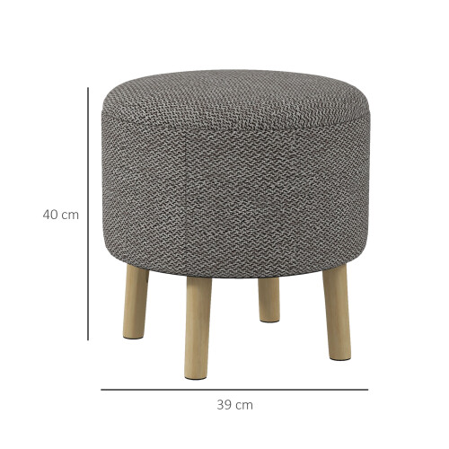 Homcom HOMCOM Storage Ottoman, Round Stool Chair with Cushioned Top, Light Grey 2