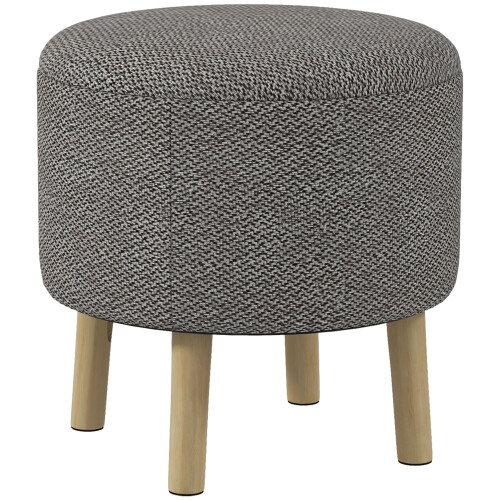 Homcom HOMCOM Storage Ottoman, Round Stool Chair with Cushioned Top, Light Grey 1