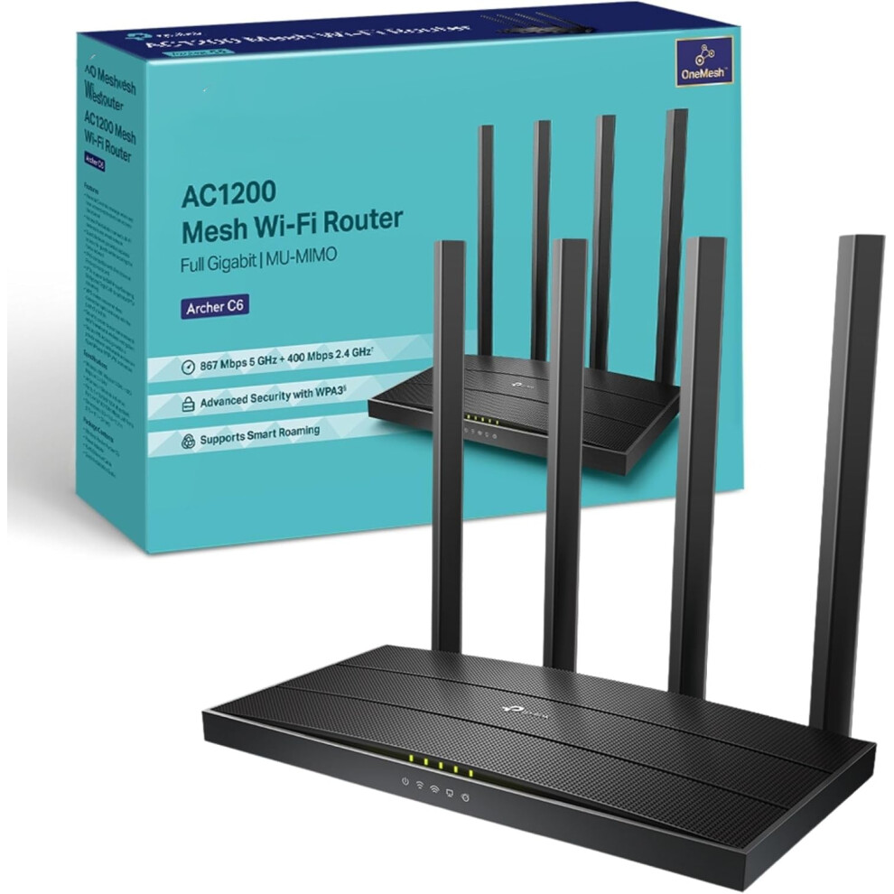 (Ac1200) Archer C6 Router Wifi Ac1200mbps, Wifi Router,Gigabit Ethernet Ports, Vpn Router Server, Easy Setup, Internet Booster Routers 4895316740162