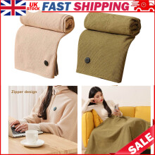 (beige) Wearable Heated Throw Blanket Office USB Electric Heated Blanket Adjustable 3 Levels Temperature Machine Washable Warmer Blanket