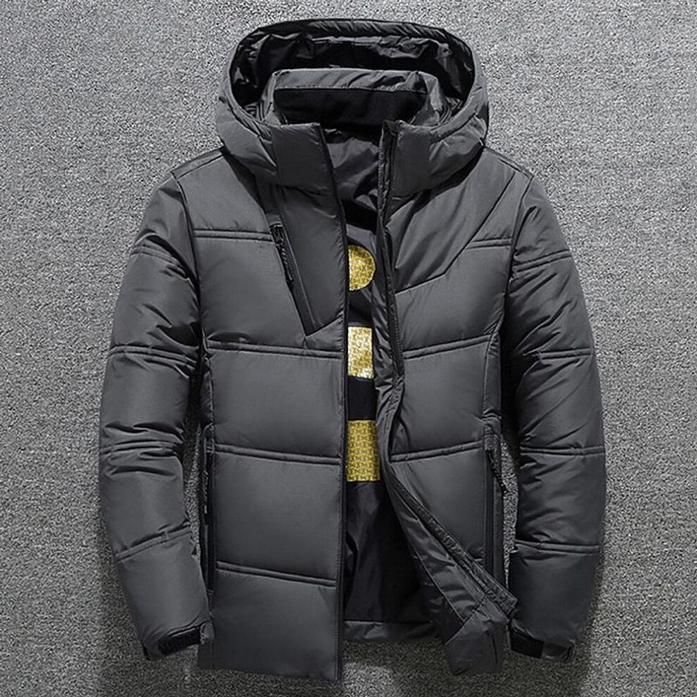 (dark gray, M) Minifann Maijiabao Mens Quilted Down Coats Winter Warm Padded Bubble Puffer Hooded Jackets Parka
