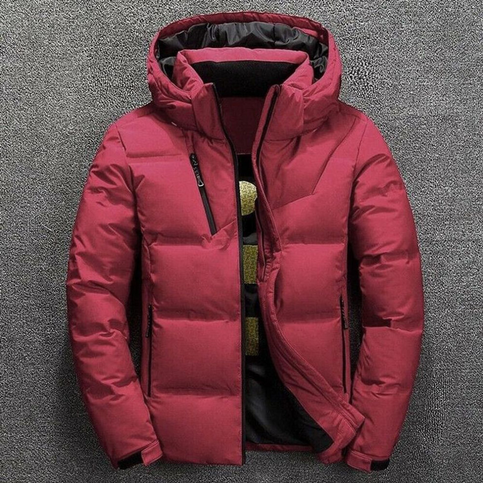 (red, L) Minifann Maijiabao Mens Quilted Down Coats Winter Warm Padded Bubble Puffer Hooded Jackets Parka