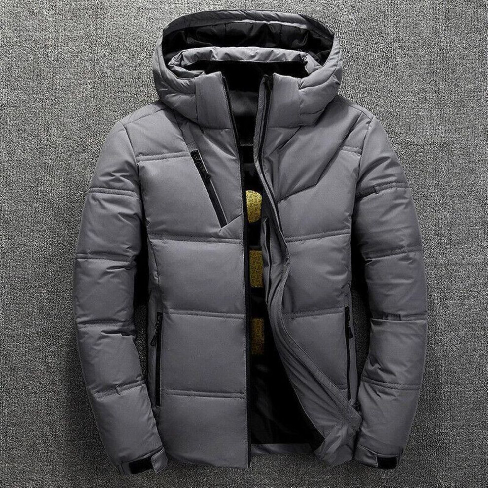 (grey, 4XL) Minifann Maijiabao Mens Quilted Down Coats Winter Warm Padded Bubble Puffer Hooded Jackets Parka