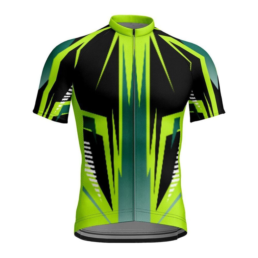 (green, XXXXXL) Summer Men&apos;s Short Sleeved Cycling Suit 3D Printed Elastic Tight Top
