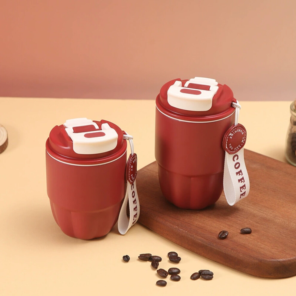 (Red, 320ml) 304 Stainless Steel Mini Coffee Mug High-Performance Vacuum Insulated Coffee Cup for Office & Travel