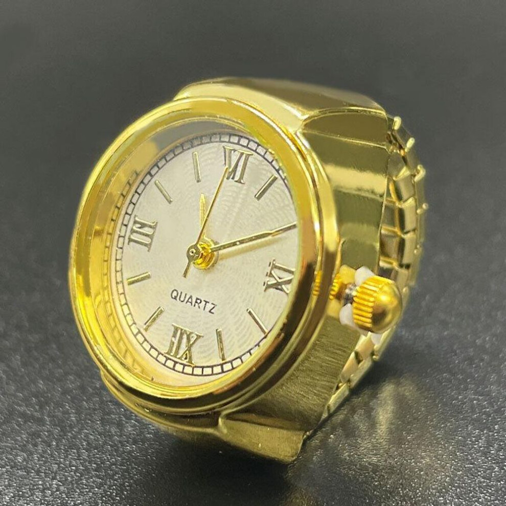 (gold) Quartz Finger Watch Ring For Women Men Couple Rings Digital Watches Elastic Stretchy Finger Punk Rings Jewelry Clock