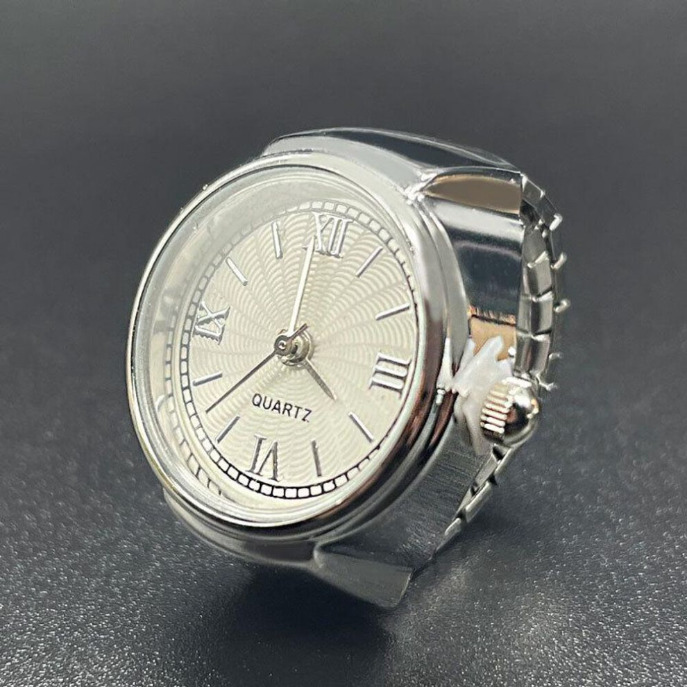 (silver) Quartz Finger Watch Ring For Women Men Couple Rings Digital Watches Elastic Stretchy Finger Punk Rings Jewelry Clock