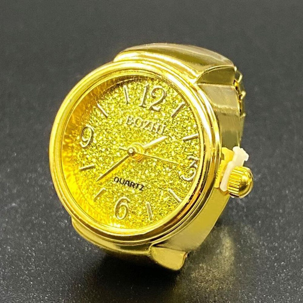 (yellow) Retro Ring Watch Shaped Punk Exaggerated Spirit Ring Watch Digital Ring Watch