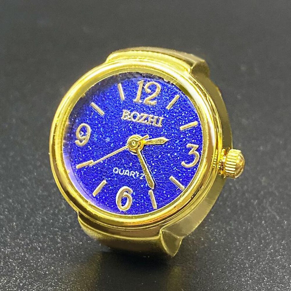 (blue) Retro Ring Watch Shaped Punk Exaggerated Spirit Ring Watch Digital Ring Watch
