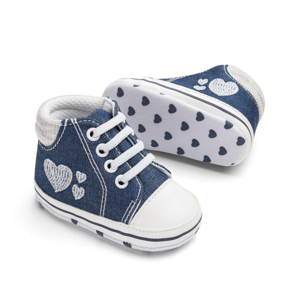 (navy blue, 12-18m) Classic Casual Baby Girls Shoes Infant Toddler Newborn Print Love Spring First Walkers Sneaker Shoes