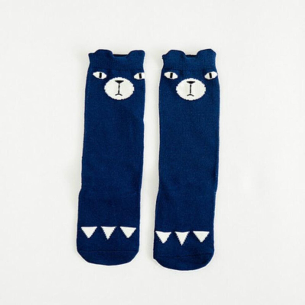 (navy blue, M) Unisex Lovely Cute Cartoon Fox Kids Baby Socks Knee Girl Boy Baby Toddler Socks Animal Infant Soft