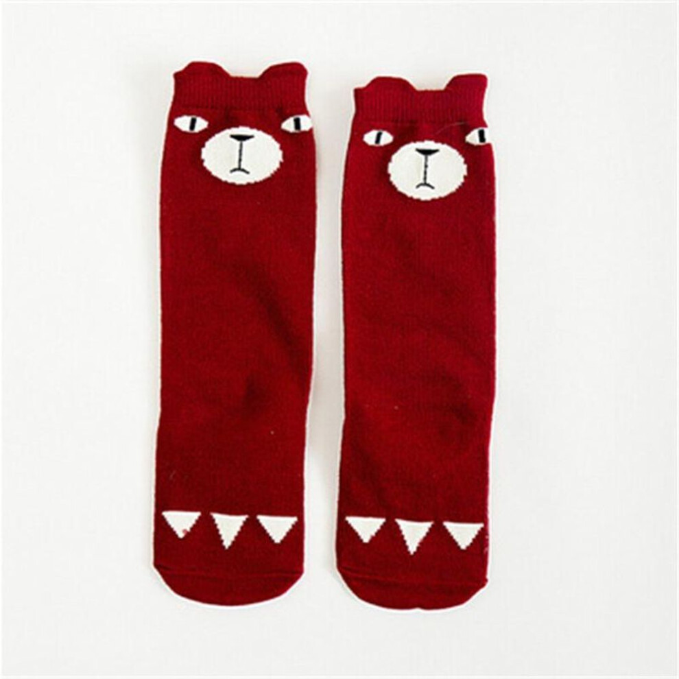 (red, M) Unisex Lovely Cute Cartoon Fox Kids Baby Socks Knee Girl Boy Baby Toddler Socks Animal Infant Soft