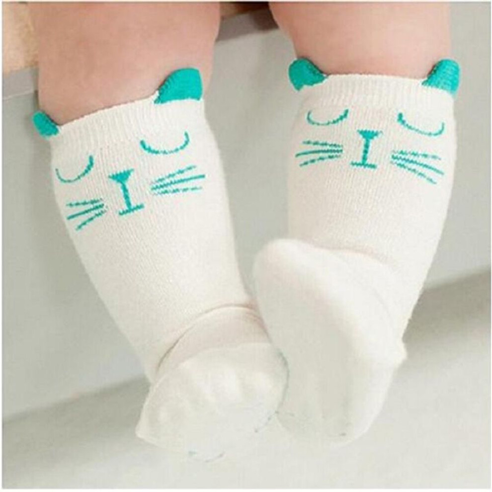 (white, S) Unisex Lovely Cute Cartoon Fox Kids baby Socks Knee Girl Boy Baby Toddler Socks animal infant Soft