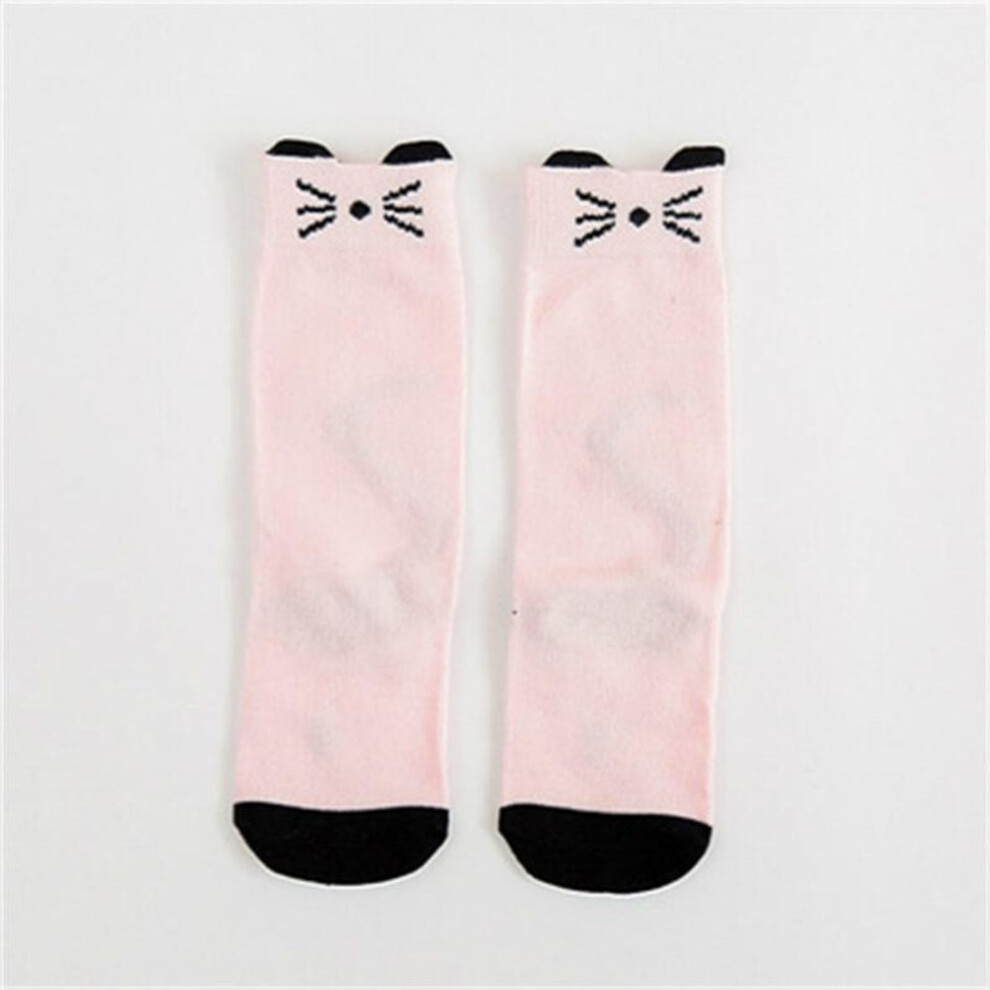 (pink, S) Unisex Lovely Cute Cartoon Fox Kids baby Socks Knee Girl Boy Baby Toddler Socks animal infant Soft