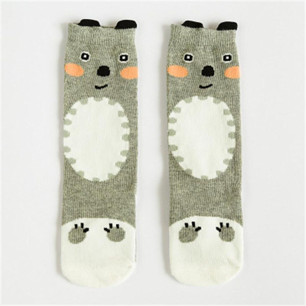 (grey,white, S) Unisex Lovely Cute Cartoon Fox Kids Baby Socks Knee Girl Boy Baby Toddler Socks Animal Infant Soft