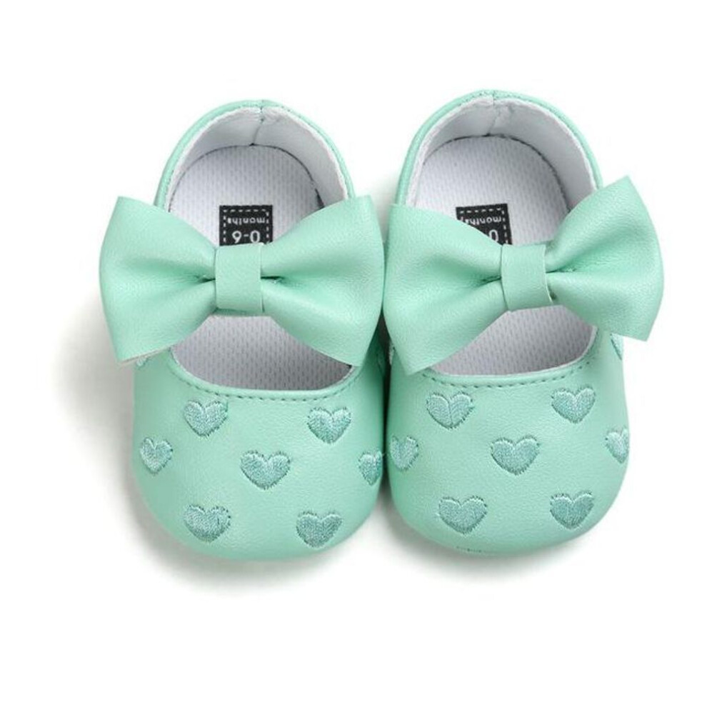 (green, 12-18m) Baby Pu Leather Baby Boy Girl Baby Moccasins Moccs Shoes Bow Fringe Soft Soled Non-slip Footwear