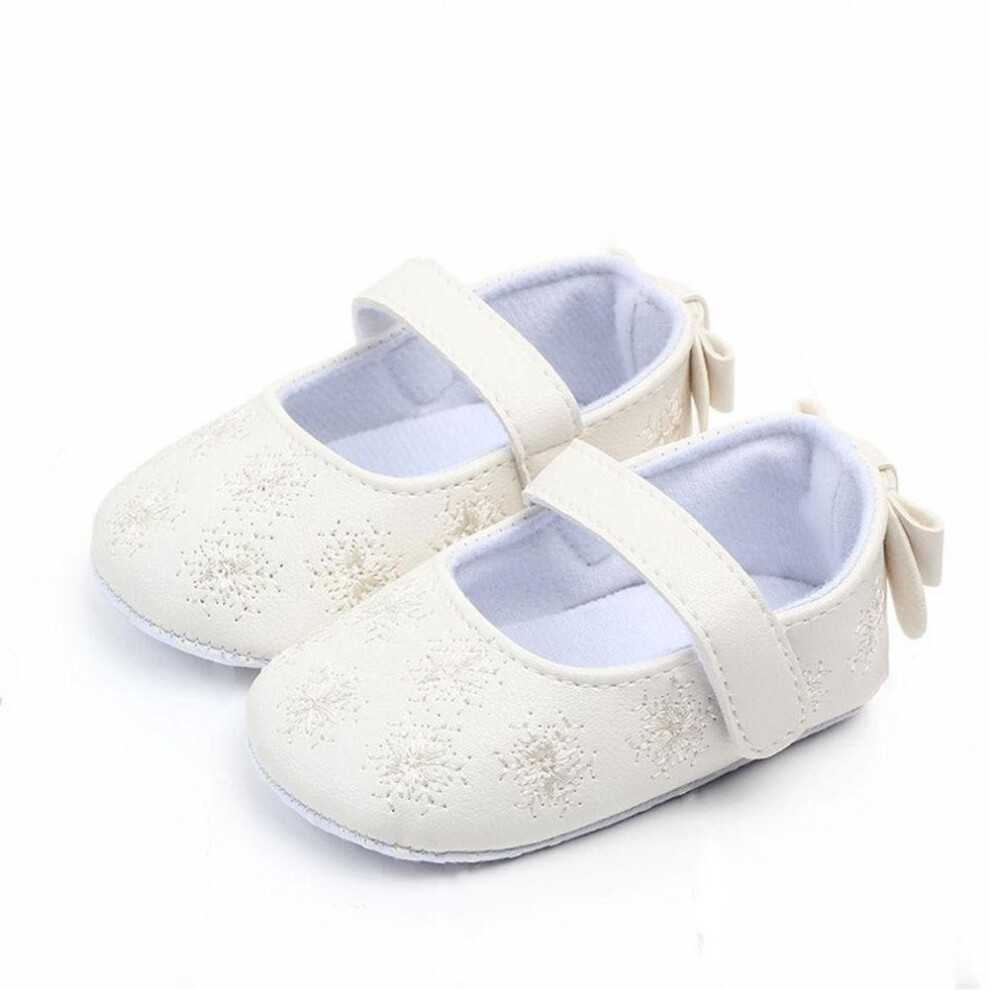 (white, 0-6m) Cute Floral Baby Girl Pu Leather Shoes Shallow Princess Shoe Indoor Toddler Shoes For Girls