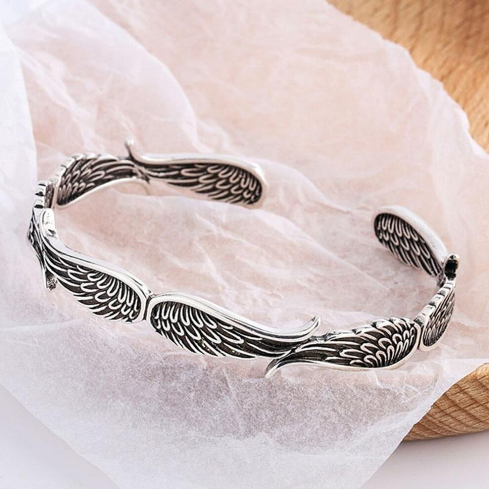 (silver) 1pc Fashion Design Bracelet For Men, Vintage Angel Wings Bracelet Jewelry