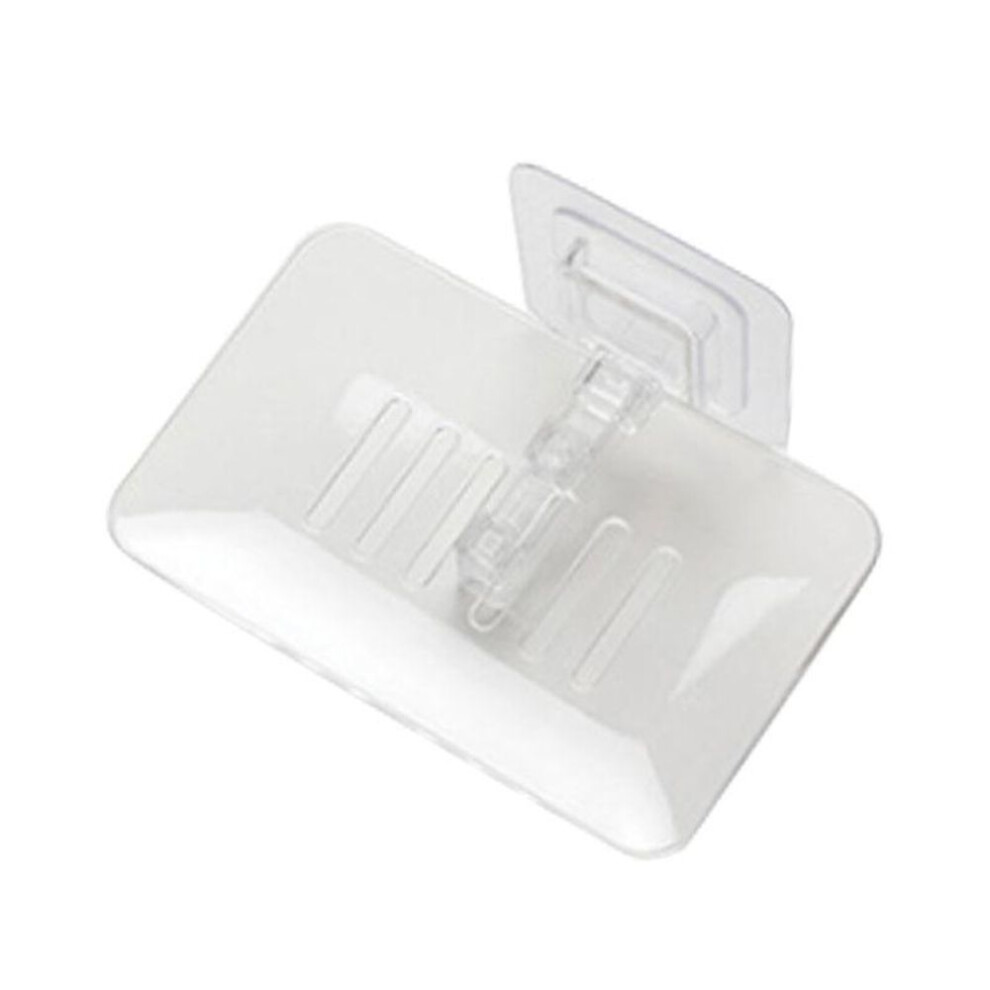 (white) 1 Pc Soap Rack No Drilling Wall Mounted Double Layer Soap Holder Soap Sponge Dish Bathroom Accessories Soap Dishes Self Adhesive Zpg