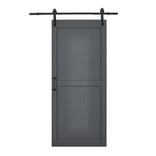 Grey Modern Sliding Barn Door with 6.6ft Track