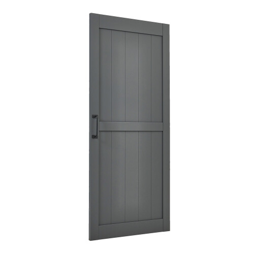 Grey Modern Sliding Barn Door with 6.6ft Track 2