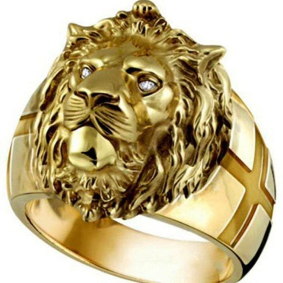 (golden, 13) 1 Men&apos;s Fashionable Gold Plated Punk Rock Ring, Hip Hop Ring, Luxurious Finger Jewelry