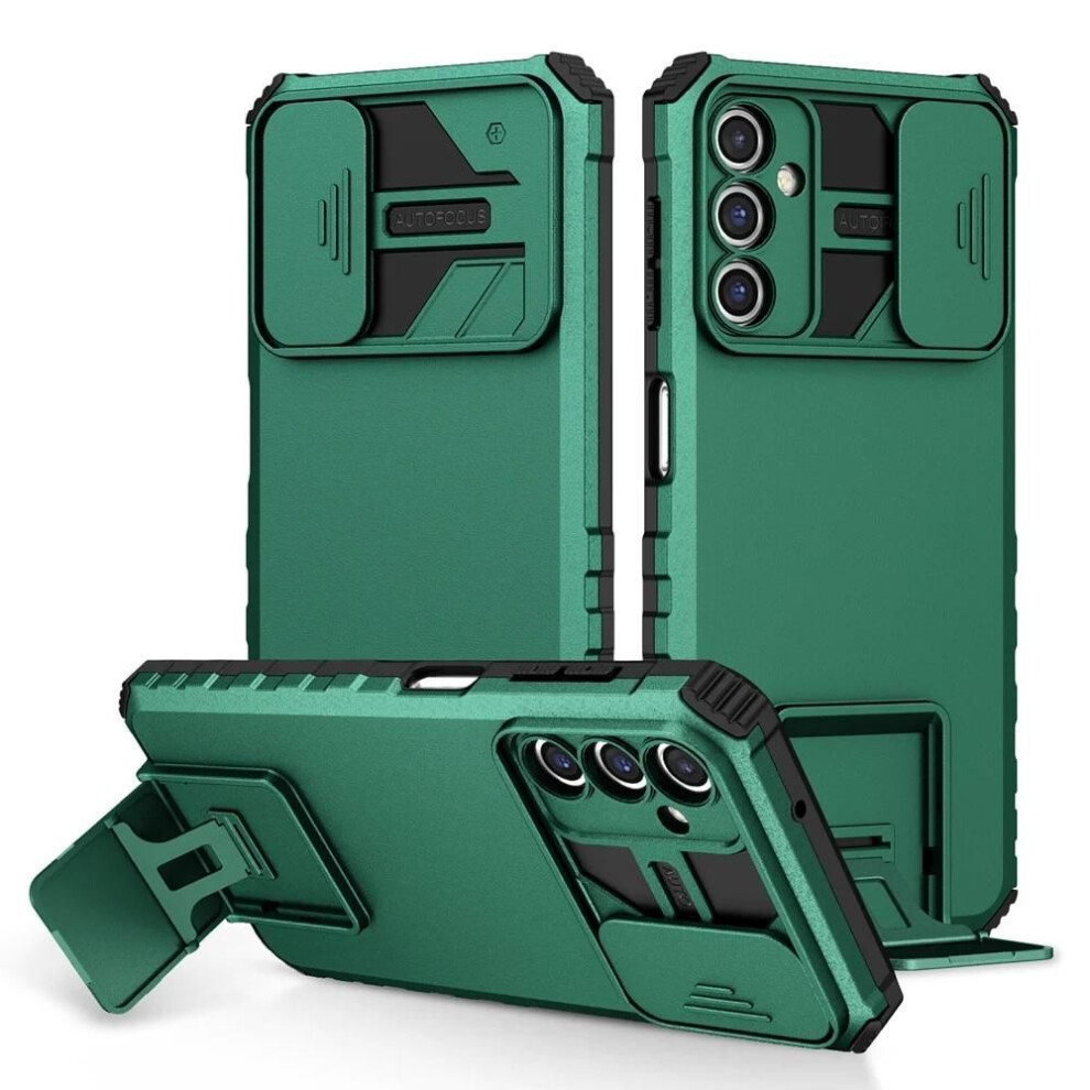 (dark green, for Galaxy S23 FE) Keysion Shockproof Case For Samsung A05s A05 A15 A25 Slide Camera Lens Protection Live Stand Phone Back Cover For Galaxy S23 Fe