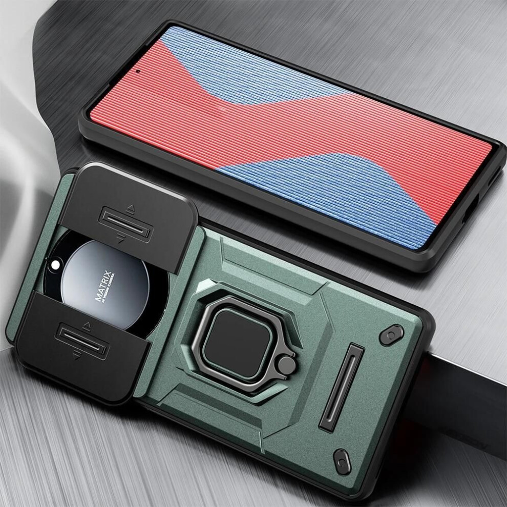 (green, for Honor X9A 5G) KEYSION Shockproof Case for Honor X9A 5G X9b Magic 5 Lite Slide Camera Protection Ring Phone Cover for for Huawei Mate 60 Pro+