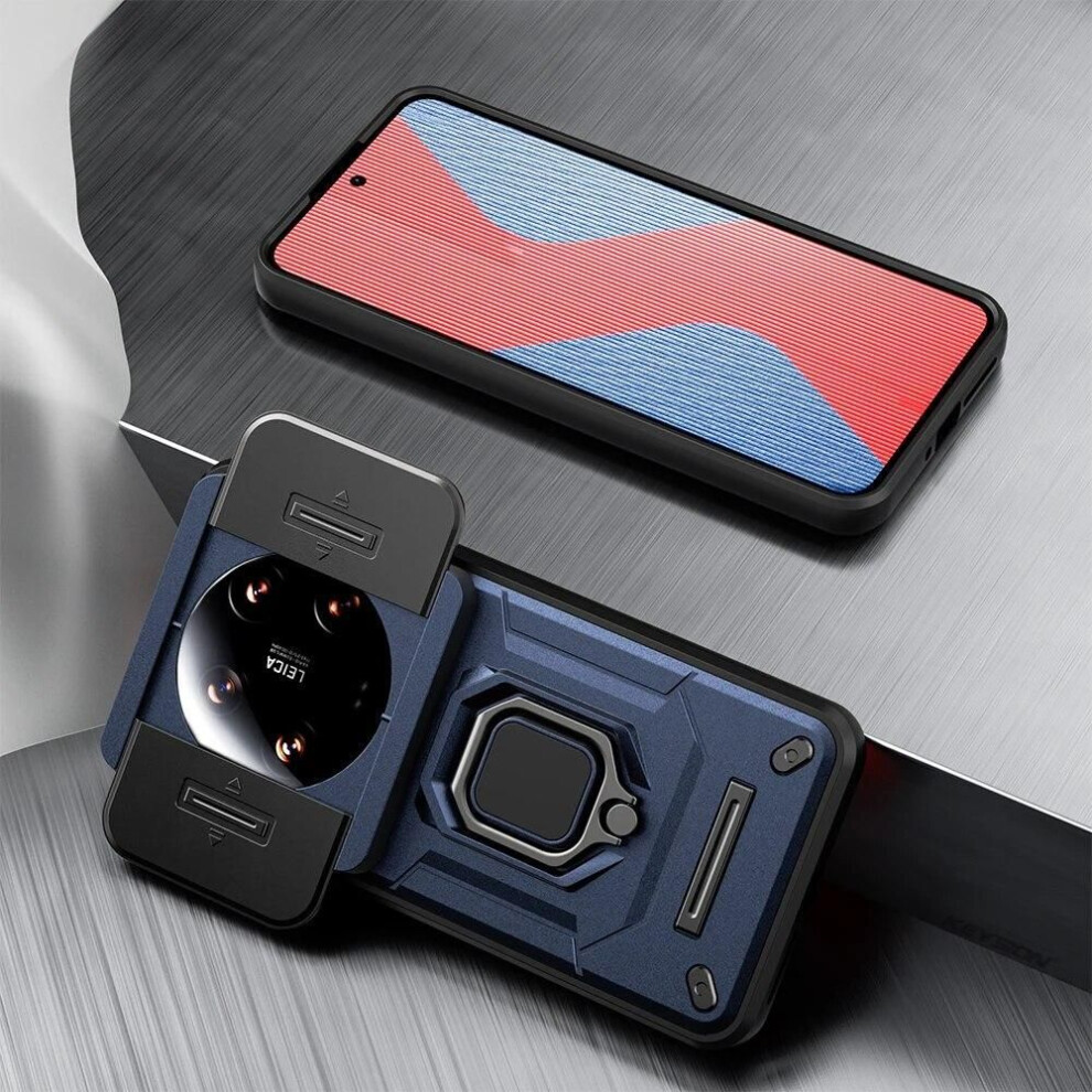 (navy blue, for Redmi A3) Keysion Shockproof Case For Xiaomi 14 Ultra 5g 14 Pro 5g Slide Camera Lens Protection Ring Stand Phone Back Cover For Redmi A3