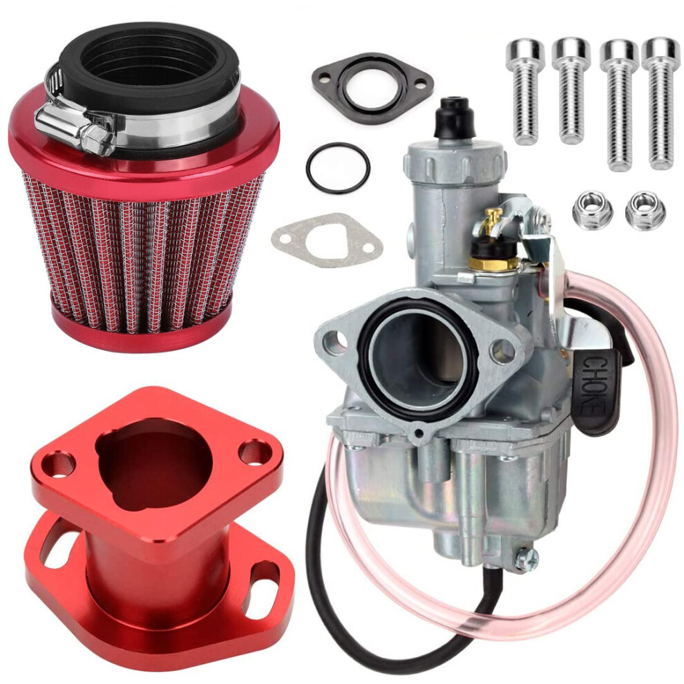 (Red) Racing Performance Mikuni Vm22 Carburetor Carb Mainfold Air Filter For Predator 212Cc Gx200 196Cc Mini Bike Go Kart Red 6935462400256