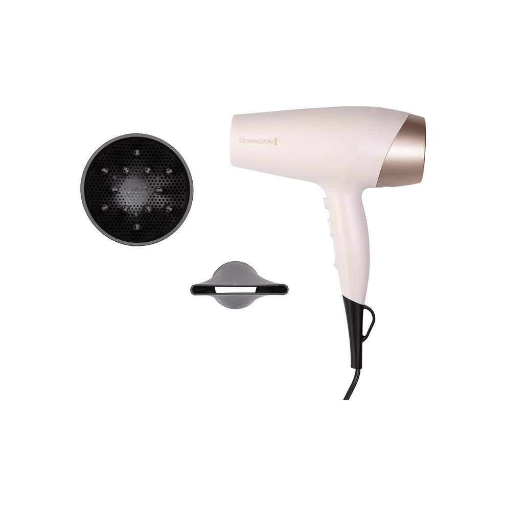 Remington Shea Soft Hair Dryer (Micro-Conditioners Enriched with Shea Oil for Soft Sleek Hair, Ionic, Diffuser, Wide Dr